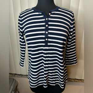 Chaps Preppy Blue and White Knit Top Size Medium